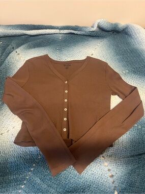 Brandy Melville Brown Ribbed Cardigan